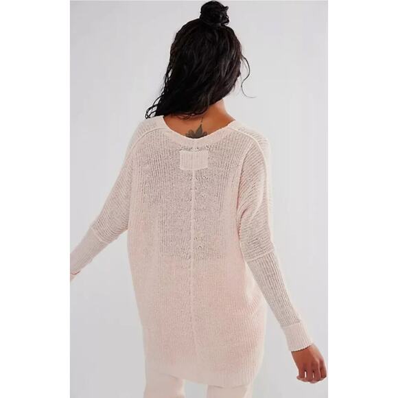 New Free People We The Free Jamie Linen V-Neck Sweater in Starfish Women's Sz M - Picture 3 of 9